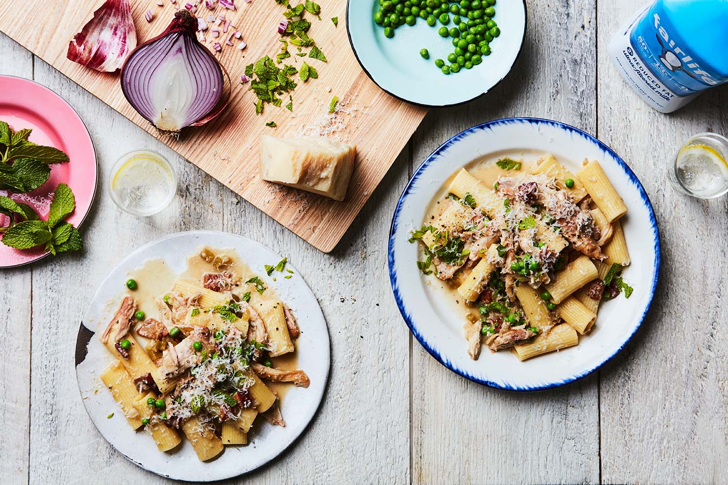 Pasta with Chicken, Peas, and Mint Recipe