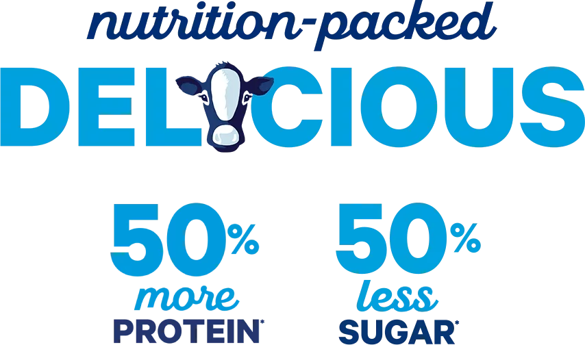 Nutrition-packed delicious. 50% less sugar. 50% more protein.